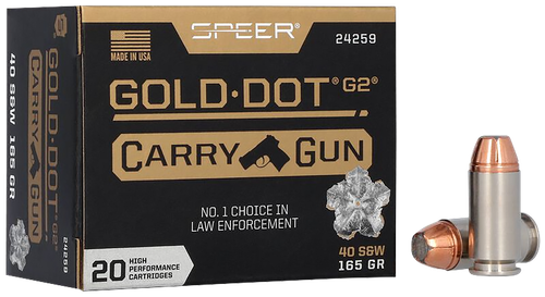 Speer 24259 Gold Dot Carry Gun 40S&W 165gr Hollow Point 20 Per Box/10 Case