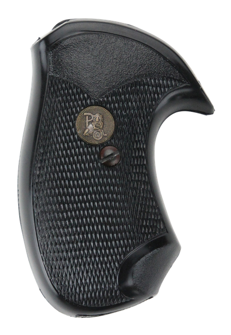 Pachmayr 03147 Compact Grip Checkered Black Rubber with Finger Grooves for Small Rossi Revolvers