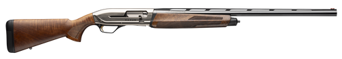 Browning 011779204 Maxus II Upland Full Size 12 Gauge Semi-Auto 3" 4, 2 3/4" Shells 28" Matte Blued Vent Rib Barrel, Satin Nickel Aluminum Receiver,  Grade I Turkish Walnut Wood Stock w/Adj Shim