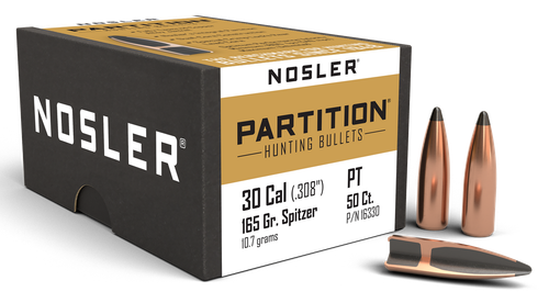 Nosler 16330 Partition  30Cal 165gr Spitzer 50/Box