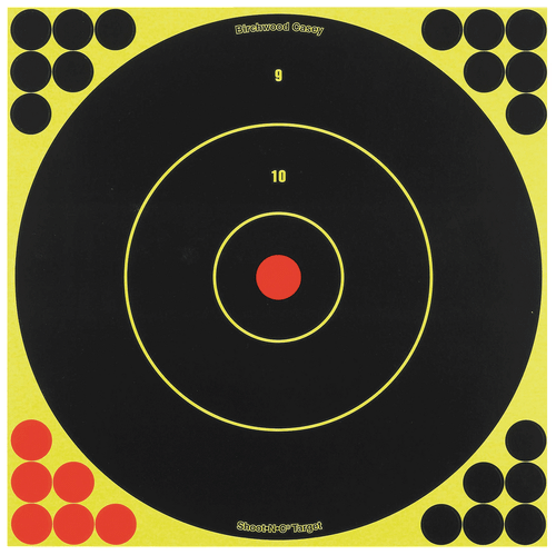 Birchwood Casey 34012 Shoot-N-C Reactive Target Self-Adhesive Paper Black/Yellow/Red 12" Bullseye 5 Pack