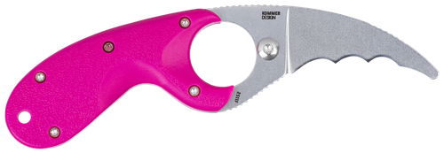 CRKT 2511T Bear Claw  2.39" Fixed Hawkbill Serrated Powder Coated AUS8A SS Blade, Pink Textured GRN Handle