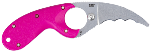CRKT 2511T Bear Claw  2.39" Fixed Hawkbill Serrated Powder Coated AUS8A SS Blade, Pink Textured GRN Handle