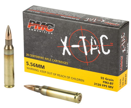 PMC 556X X-Tac  5.56x45mmNATO 55gr Full Metal Jacket Boat Tail 20 Per Box/50 Case
