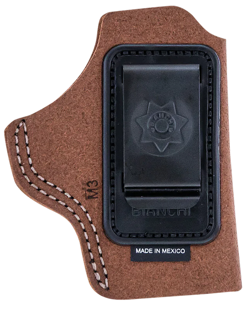 Bianchi 18026 6C  IWB Tan Leather Belt Clip Compatible w/Glock 19/23/26/27/36 Right Hand