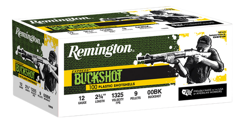 Remington Ammunition 20413 Express Buckshot 12Gauge 2.75" 00Buck Shot 100 Per Box/2 Case
