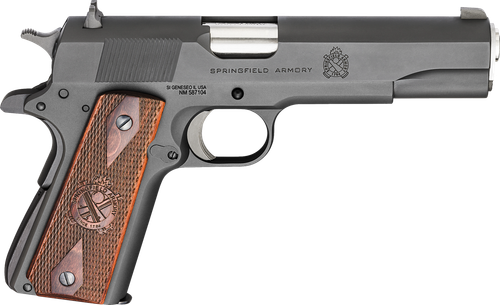 Springfield Armory PB9108LCA 1911 Mil-Spec *CA Compliant 45 ACP 5" 7+1 Black Parkerized Frame Black Parkerized Carbon Steel with Rear Serrations Slide Crossed Cannon Cocobolo Grip