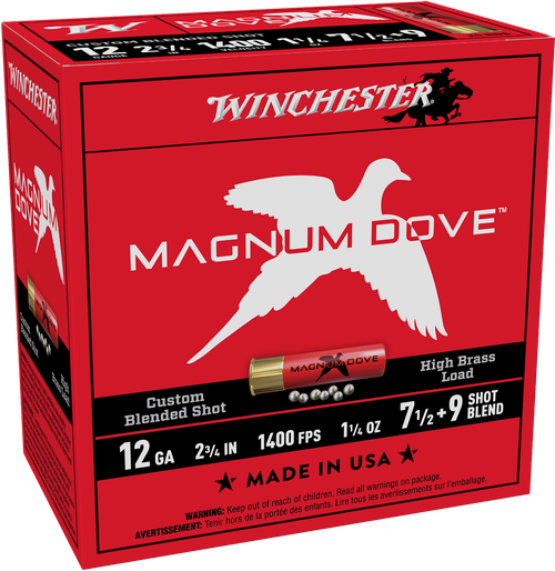 Winchester Ammo MD1279 Magnum Dove  12Gauge 2.75" 1 1/4oz 7.5/9Shot 25 Per Box/10 Case