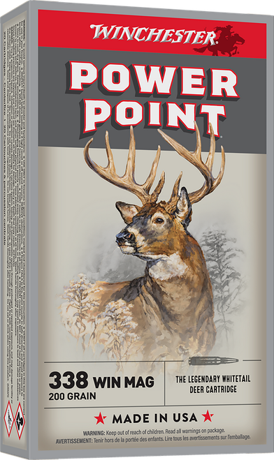 Winchester Ammo X3381 Power-Point  338WinMag 200gr 20 Per Box/10 Case