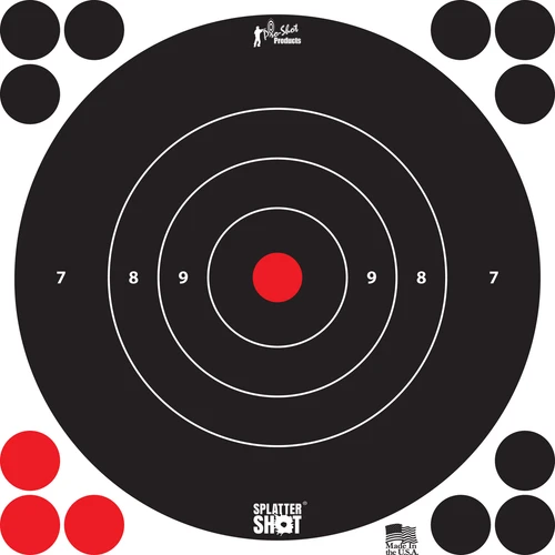 Pro-Shot 8BWHITE6PK SplatterShot  Self-Adhesive Paper Black/White 8" Bullseye 6 Pack