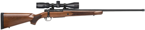 Mossberg 28237 Patriot w/Optic Full Size 6.5 PRC 4+1 24" Matte Blued Fluted Threaded Barrel, Matte Blued Drilled & Tapped Receiver, Walnut Fixed Stock, Vortex Crossfire II 3-9x40mm Scope, Right Hand