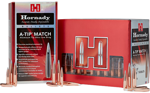 Hornady 26382   6mm .264 153gr A-Tip Match 500 Per Box/6 Case