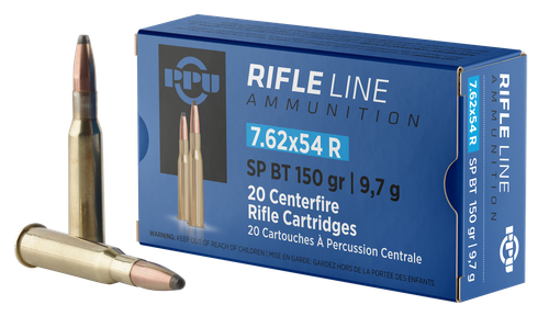 PPU PP76254S Metric Rifle  7.62x54mmR 150gr Soft Point Boat Tail 20 Per Box/10 Case