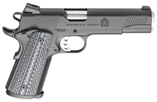 Springfield Armory PC9108LCA18 1911 TRP *CA Compliant 45 ACP 7+1, 5" Match Grade Stainless Steel Barrel, Black Cerakote Serrated Carbon Steel Slide &^ Frame w/Beavertail, Black G10 Grip