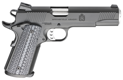 Springfield Armory PC9108LCA18 1911 TRP *CA Compliant 45 ACP 7+1, 5" Match Grade Stainless Steel Barrel, Black Cerakote Serrated Carbon Steel Slide &^ Frame w/Beavertail, Black G10 Grip