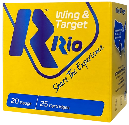 Rio Ammunition WT2075 Wing & Target  20Gauge 2.75" 7/8oz 7.5Shot 25 Per Box/10 Case