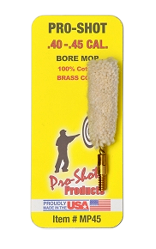 Pro-Shot MP45 Bore Mop  .40 - .45 Cal Pistol #8-32" Thread 100% Cotton