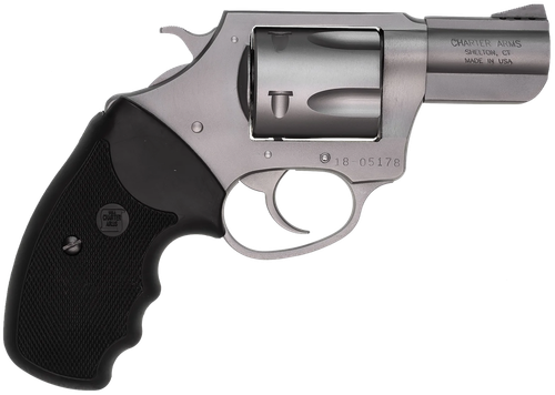 Charter Arms 73520 Mag Pug  Large 357 Mag, 5 Shot 2.20" Matte Stainless Steel Ported Barrel, Matte Stainless Steel Cylinder & Frame w/Black Finger Grooved Rubber Grip