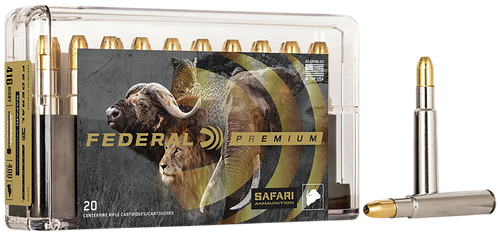 Federal P416T2 Premium Safari Cape-Shok 416Rigby 400gr Trophy Bonded Sledgehammer Solid 20 Per Box/10 Case