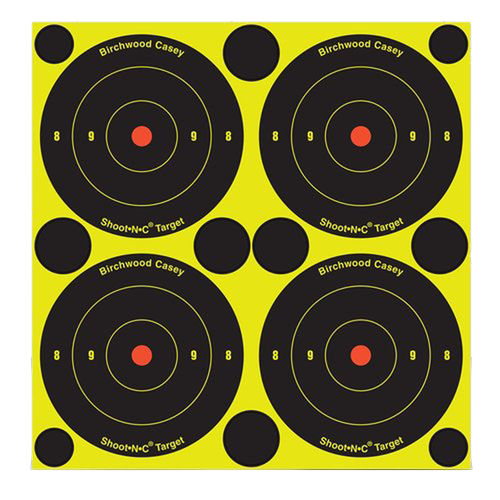 Birchwood Casey 34315 Shoot-N-C Reactive Target Self-Adhesive Paper Black/Yellow 3" Bullseye 12 Pack