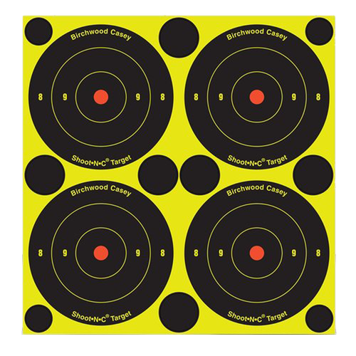 Birchwood Casey 34315 Shoot-N-C Reactive Target Self-Adhesive Paper Black/Yellow 3" Bullseye 12 Pack