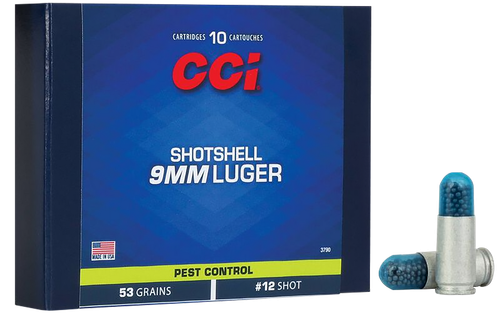 CCI 3790 Pest Control Shotshell 9mmLuger 53gr #12Shot 10 Per Box/20 Case