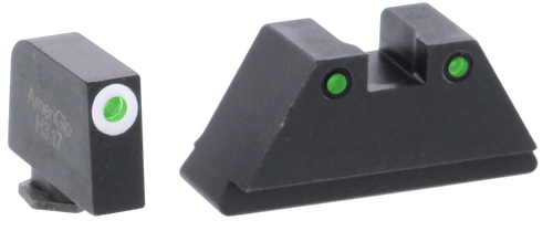 AmeriGlo GL152 Optic Compatible Sight Set for Glock  XL Tall Green Tritium White Outline Front Sight-Green Tritium Black Outline Rear Sight