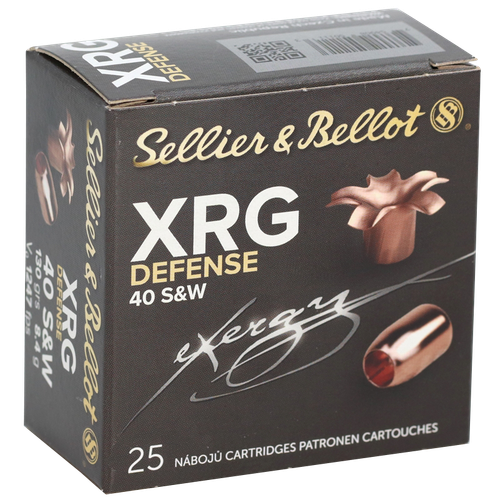 Sellier & Bellot SB40XA XRG Defense 40S&W 130gr Solid Copper Hollow Point 25 Per Box/40 Case