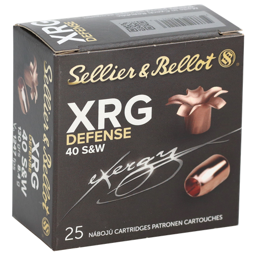 Sellier & Bellot SB40XA XRG Defense 40S&W 130gr Solid Copper Hollow Point 25 Per Box/40 Case