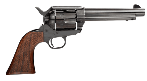 Taylors & Company 200108 1873 Pietta 9mm Luger 6 Shot 5.50" Blued Round Barrel, Blue Cylinder & Steel Frame, Walnut Checkered Army Style Grip, Manual Safety, Exposed Hammer