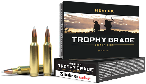 Nosler 60918 Trophy Grade  22Nosler 70gr Nosler AccuBond 20 Per Box/20 Case