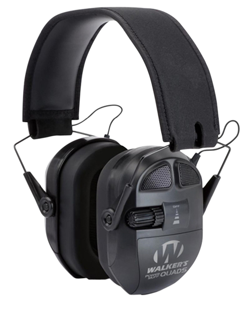 Walker's GWPXPMQB Ultimate Power Quad Muff 26 dB Over the Head Black Polymer