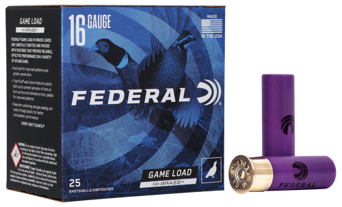 Federal H1634 Game-Shok High Brass 16Gauge 2.75" 1 1/8oz 4Shot 25 Per Box/10 Case