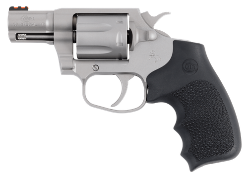 Colt Mfg COBRASM2RFO Cobra  38 Special +P 6rd Shot 2" Matte Stainless Barrel, Cylinder & Frame, Black Hogue Overmolded Grip, Exposed Hammer