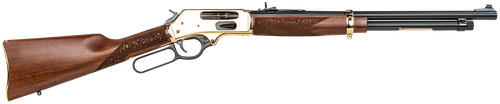 Henry H0244570 Side Gate  Full Size 45-70 Gov 5+1 19.80" Blued Steel Barrel, Polished Brass Receiver, American Walnut Stock Right Hand