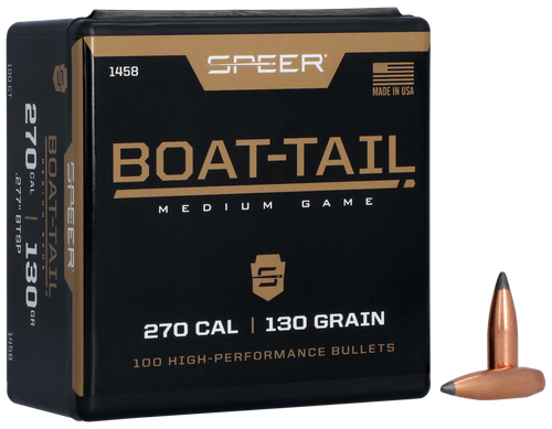 Speer 1458 Boat-Tail  270Cal 130gr Spitzer Boat Tail Soft Point 100 Per Box/5 Case