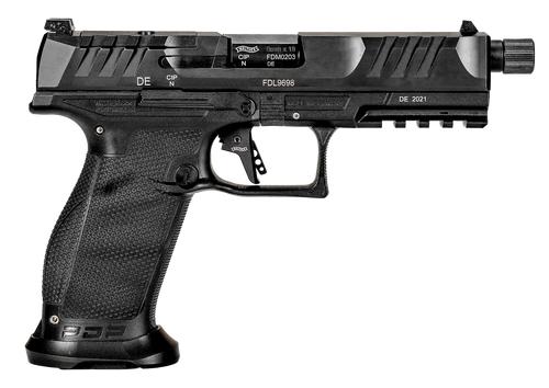 Walther Arms 2842521 PDP Pro SD 9mm Luger 18+1 5.10" Threaded Barrel, Black, Optic Cut/Serrated Slide, Polymer Frame with Pic. Rail, Performance Duty Grip, Flared Magwell
