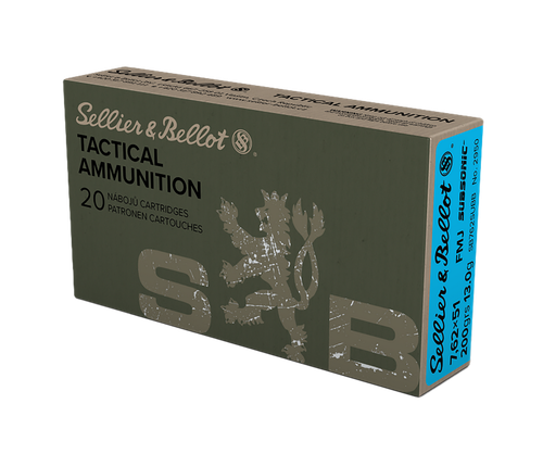 Sellier & Bellot SB762SUBB Rifle  308Win 200gr Full Metal Jacket Subsonic 20 Per Box/25 Case