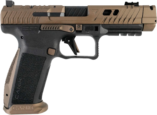 Canik HG7864N TTI Combat Full Size Frame 9mm Luger 10+1 4.60" Black Nitride Fluted/Ported Barrel, Burnt Bronze Cerakote Optic Cut/Serrated Steel Slide, Black Polymer Frame w/Picatinny Rail