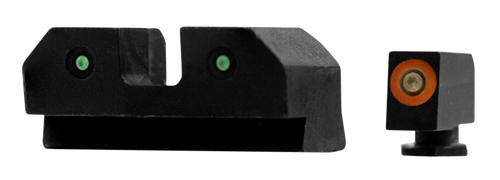 XS Sights GLR012P6N R3D  Night Sights fits Glock  Black | Green Tritium Orange Outline Front Sight Green Tritium  Rear Sight
