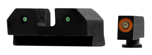 XS Sights GLR012P6N R3D  Night Sights fits Glock  Black | Green Tritium Orange Outline Front Sight Green Tritium  Rear Sight