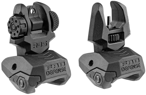 FAB Defense FXFRBS Front/Rear Folding Back-Up Sights  AR-15/ M16/ M4 Low Profile Dual Aperture Rear Sight Black Polymer and Metal