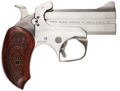 Bond Arms BASS Snakeslayer Original Derringer Single 357 Magnum 2rd 3.50" Barrel, Stainless Metal Finish, Blade Front/Fixed Rear Sights, Extended Rosewood Grip, Removeable Trigger Guard, Manual Safety