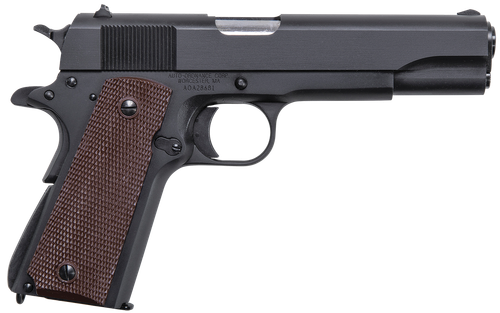 Auto-Ordnance 1911BKO 1911  45 ACP  5" Barrel 7+1, Matte Black Carbon Steel Frame, Serrated Slide, Checkered Brown Polymer Grip, Manual Safety