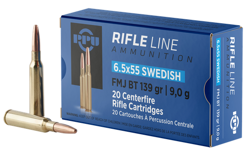 PPU PP6SWF Metric Rifle  6.5x55Swedish 139gr Full Metal Jacket Boat Tail 20 Per Box/10 Case