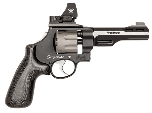 Smith & Wesson 14045 PC Model 327 w/Optic N-Frame 9mm Luger 8 Shot 5" Black/SS Ported Barrel, Black Scandium Alloy Frame, JM Signature Black Laminate Grip, Vortex CompDot, C.O.R.E Optic System