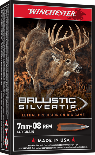 Winchester Ammo SBST708 Ballistic Silvertip  7mm-08Rem 140gr Rapid Controlled Expansion Polymer Tip 20 Per Box/10 Case