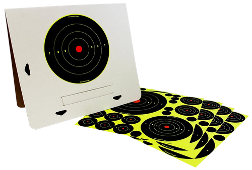Birchwood Casey 34208 Shoot-N-C Reactive Target Variety Pack Self-Adhesive Paper Black/Yellow Bullseye 4 Pack
