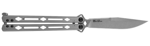 Kershaw 5150 Lucha  4.60" Butterfly Drop Point Plain Stonewashed 14C28N Steel Blade Bead Blasted Stainless Steel Handle