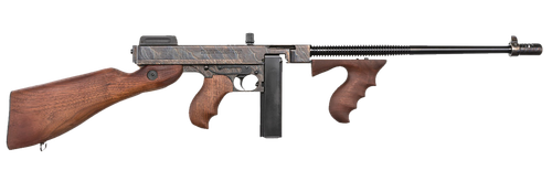 Thompson T1CH 1927A-1 Deluxe 45 ACP Caliber with 18" Barrel, 20+1 Capacity (Stick), Color Case Hardened Metal Finish, American Walnut Stock Wood Grip Right Hand
